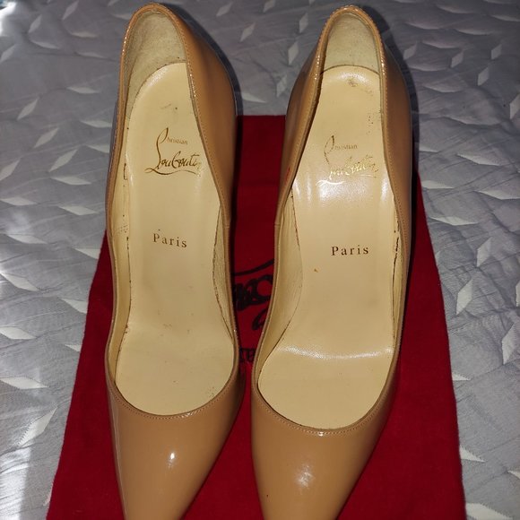 Christian Louboutin So Kate Patent Pointed-Toe Red Sole Pump Sz. US10 (Nude) - Picture 3 of 4